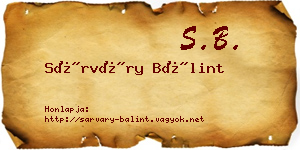 Sárváry Bálint névjegykártya